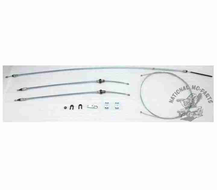1963-65 Dodge B Body Parking Brake Cable 4pc Set, OEM Mild Steel-Repro