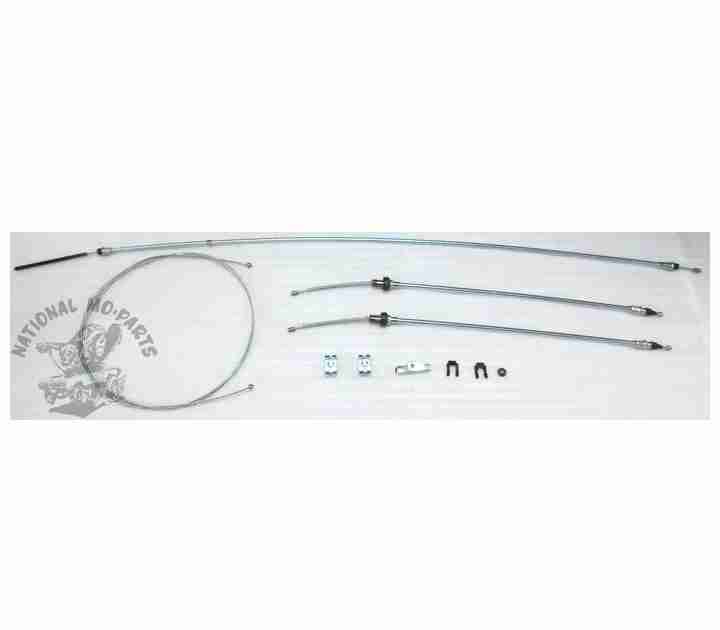 1963-65 Plymouth B Body Parking Brake Cable 4pc Set, Stainless Steel-Repro