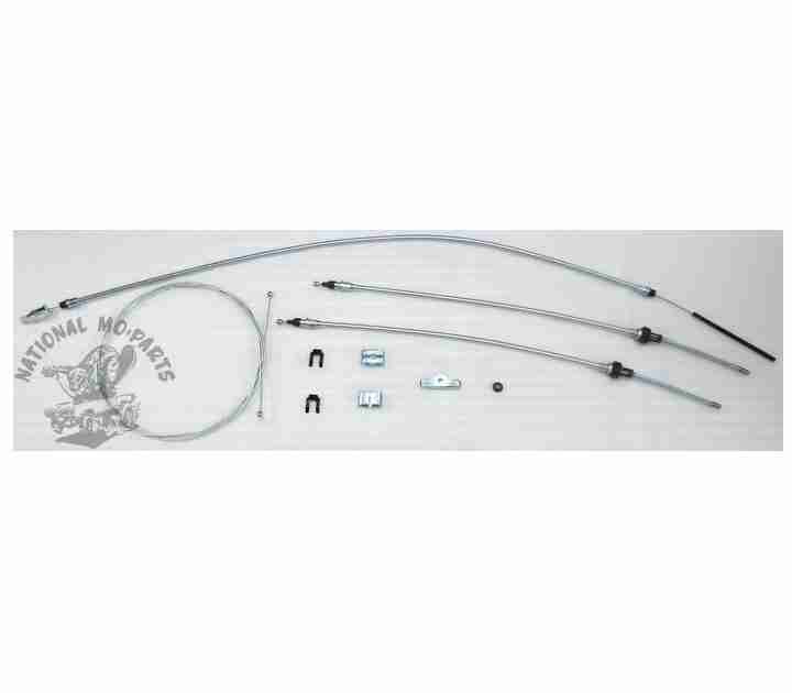 1963-66 A Body Short Wheelbase (106") Parking Brake Cable 4pc Set, Stainless Steel-Repro