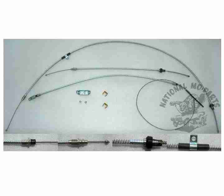 1966-70 B Body Parking Brake Cable 3pc Set, Stainless Steel-Repro