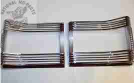 1967 Satellite & GTX Tail Lamp Bezels, Argent Silver Pair-Repro