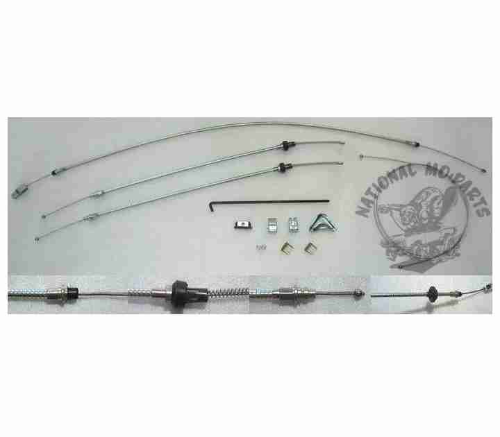 1972-74 A Body Long Wheelbase Parking Brake Cable 4pc Set, OEM Mild Steel (See Details for Fitment)-Repro