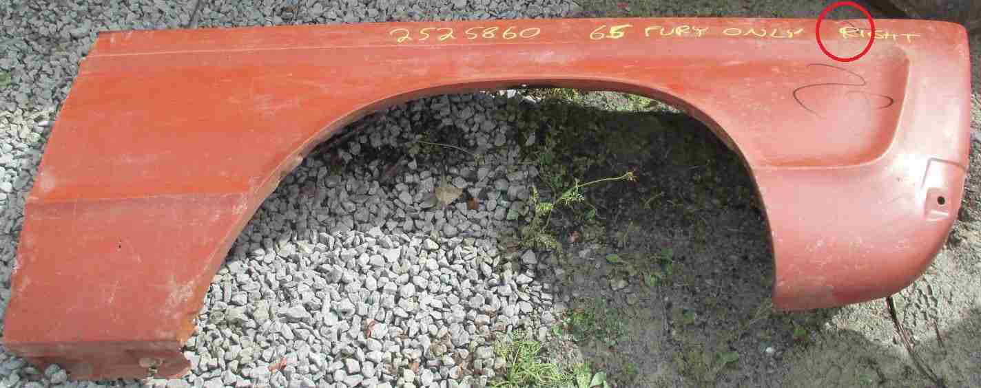 1965 Plymouth Fury Right Front Fender - NOS